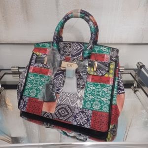 Multi Bandana Print Handbag
